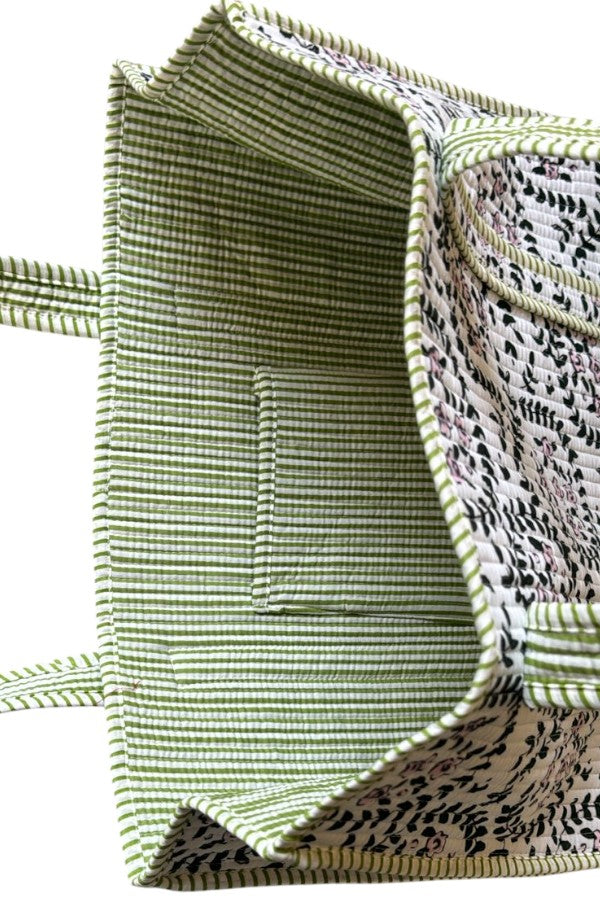 SC - Camila Green Leaf Floral Tote Bag