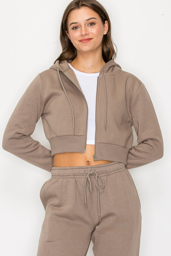 Cropped Comfy Zip Hoodie