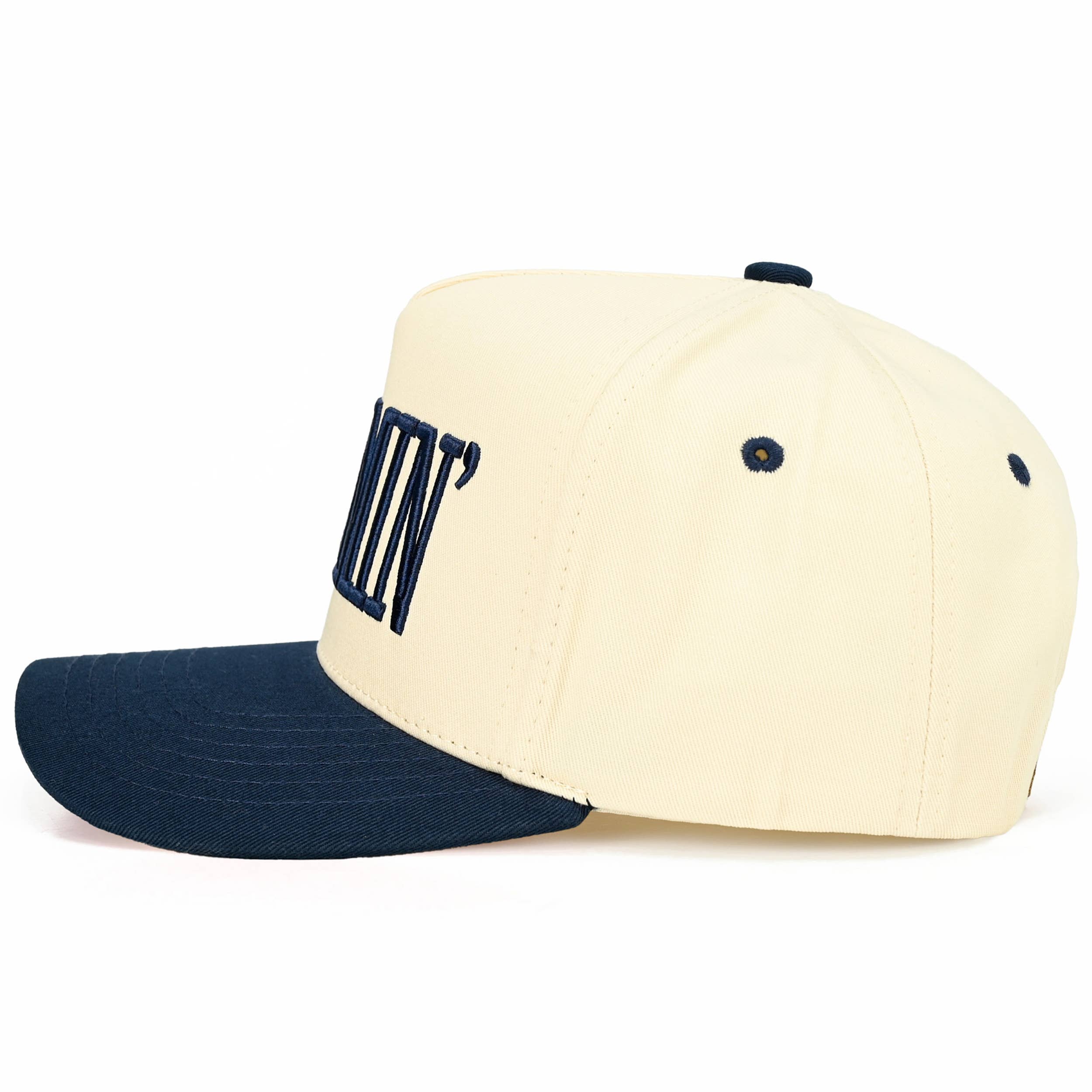 MOMMIN Letter Two Tone Trucker Cap: Navy