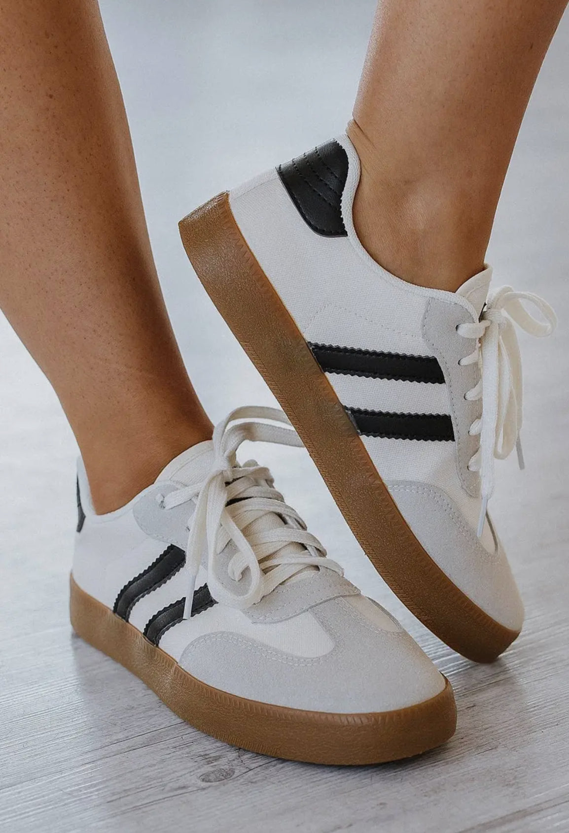 White Striped Lace-Ups