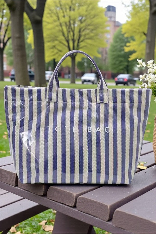 Preorder  Blue and Beige Striped TOTE BAG