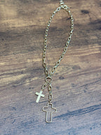 Gold Multi Cross Pendants Chain Link Necklace