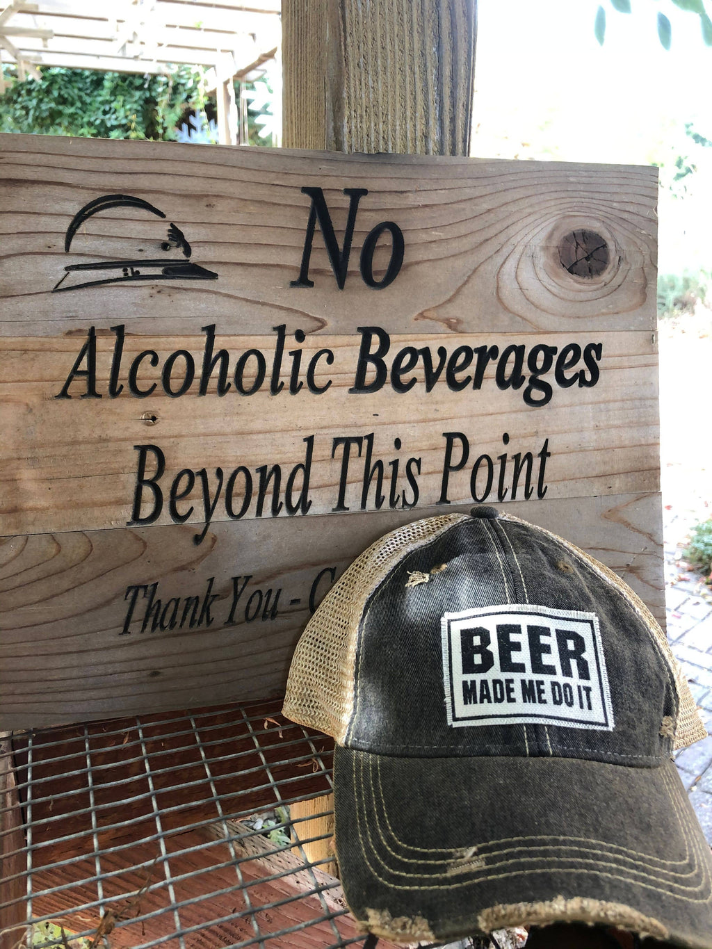 Beer Made Me Do It Distressed Trucker Cap