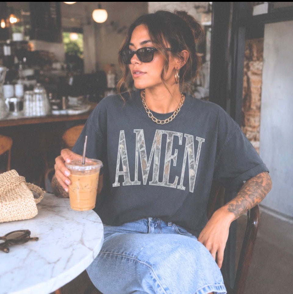 Camo AMEN Comfort Color Tee