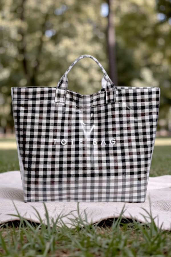 SC - ETA 4/6 - Black and Brown Gingham TOTE BAG