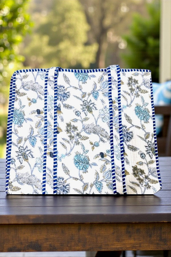 SC - Sasha Blue and White Floral Tote Bag