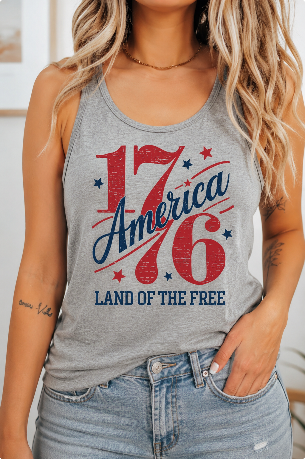 1776 America Bella Canvas Razorback Tank Top