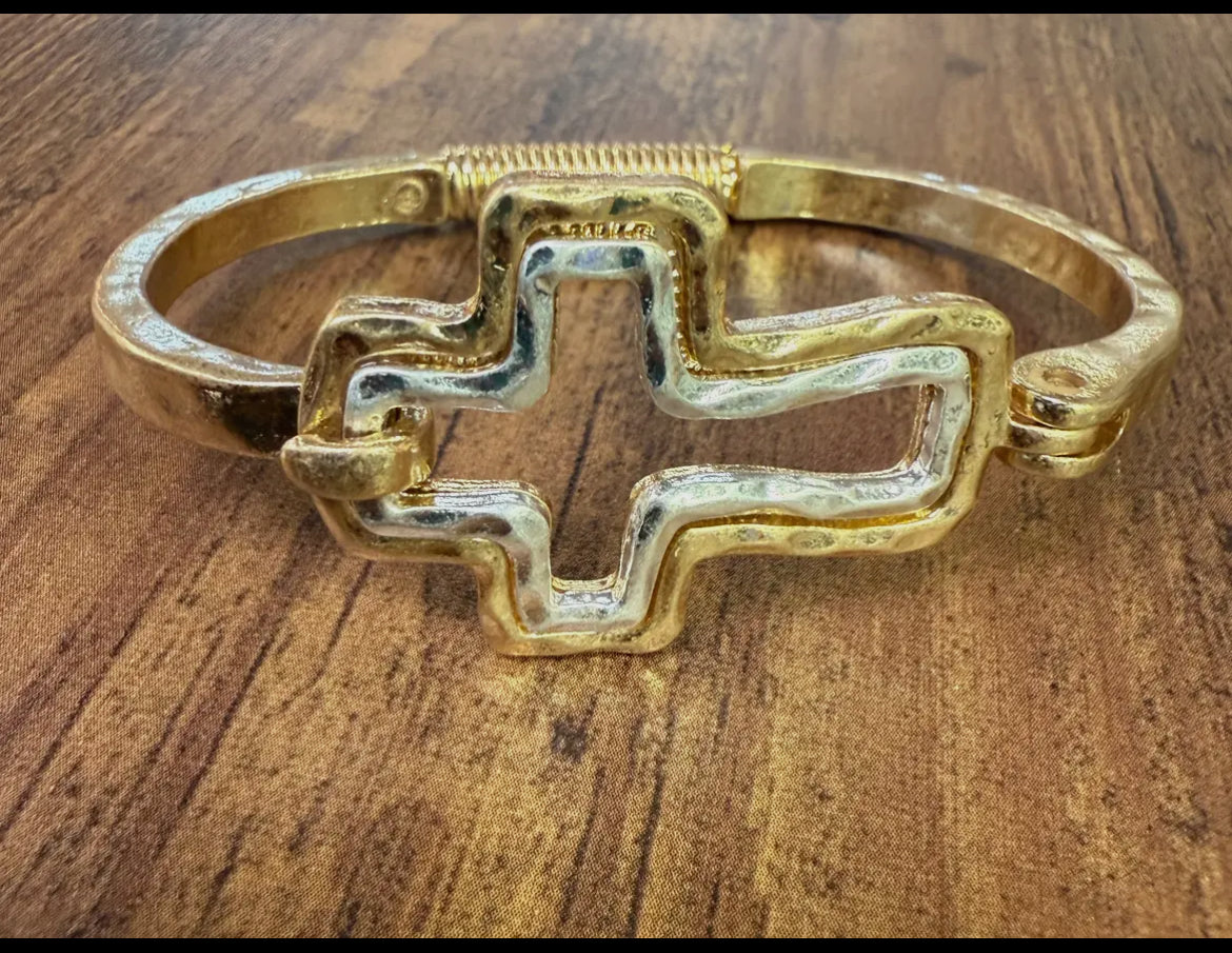 Beautiful Mixed Metal Cross Cuff