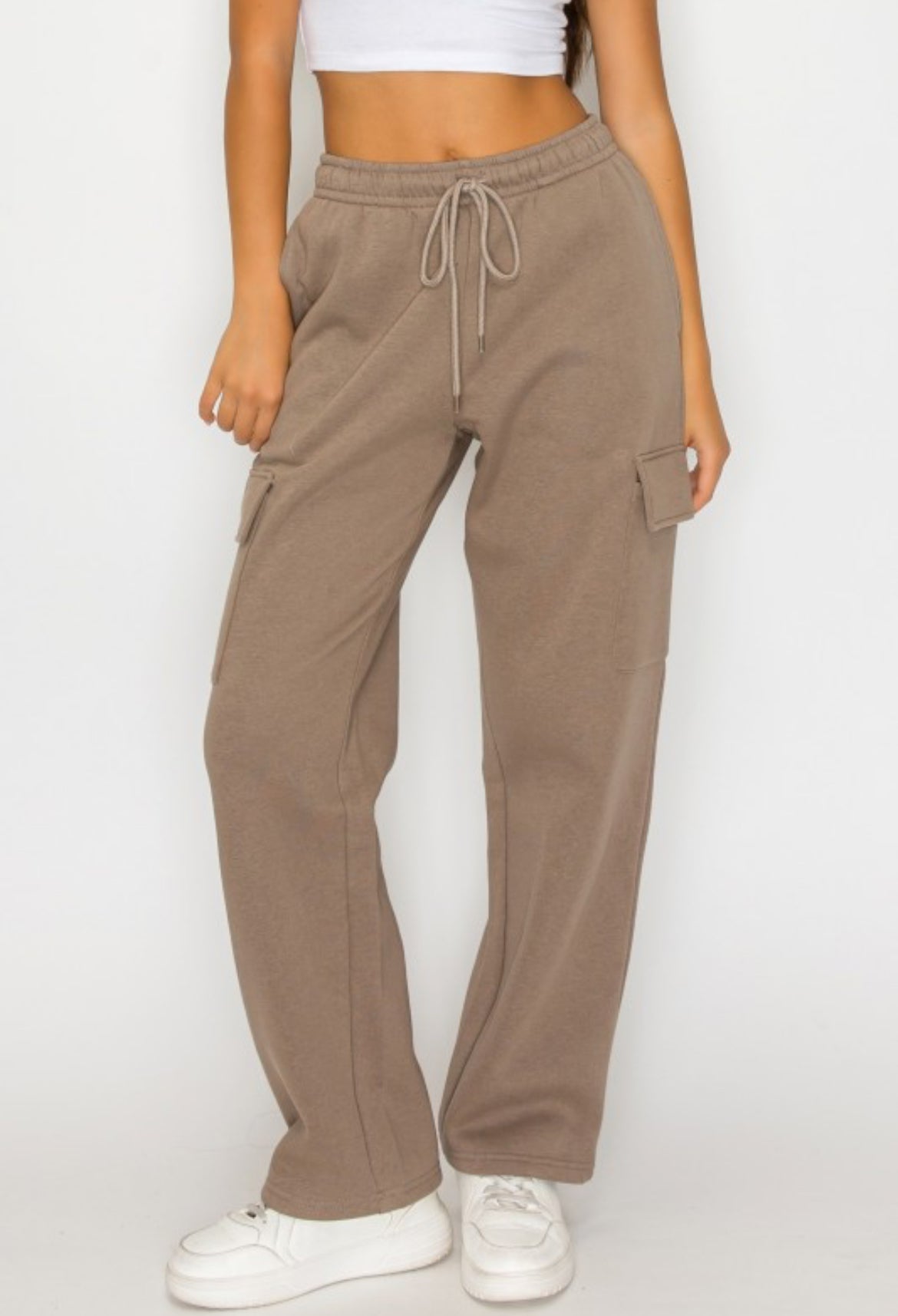 Fleece Straight Leg Cargo Pants