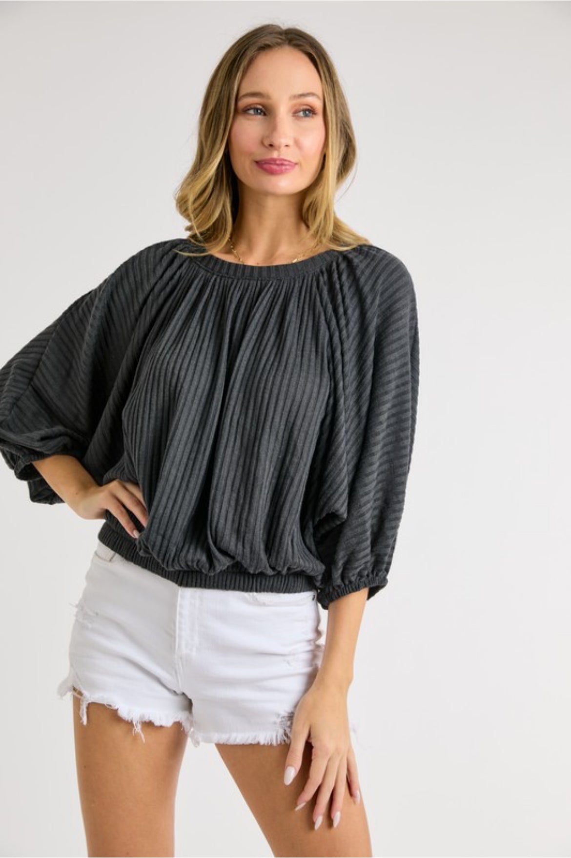 Dolman Sleeve Top - Charcoal
