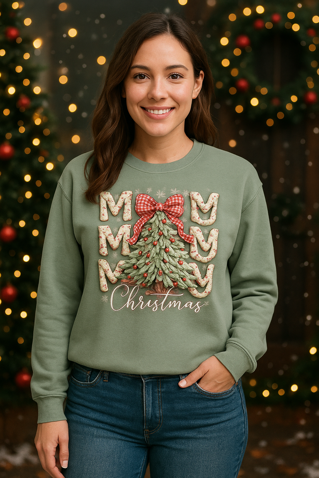 Preorder - Merry Christmas Faux Latch Work Sweatshirt