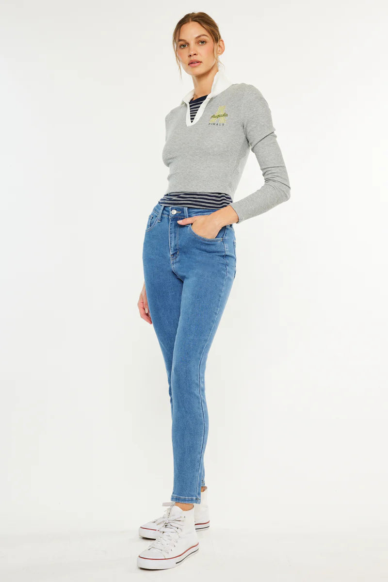 Kancan High Rise Ankle Skinny Med Wash