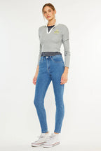 Kancan High Rise Ankle Skinny Med Wash