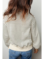 Striped Patchwork half Zip Collar Pullover