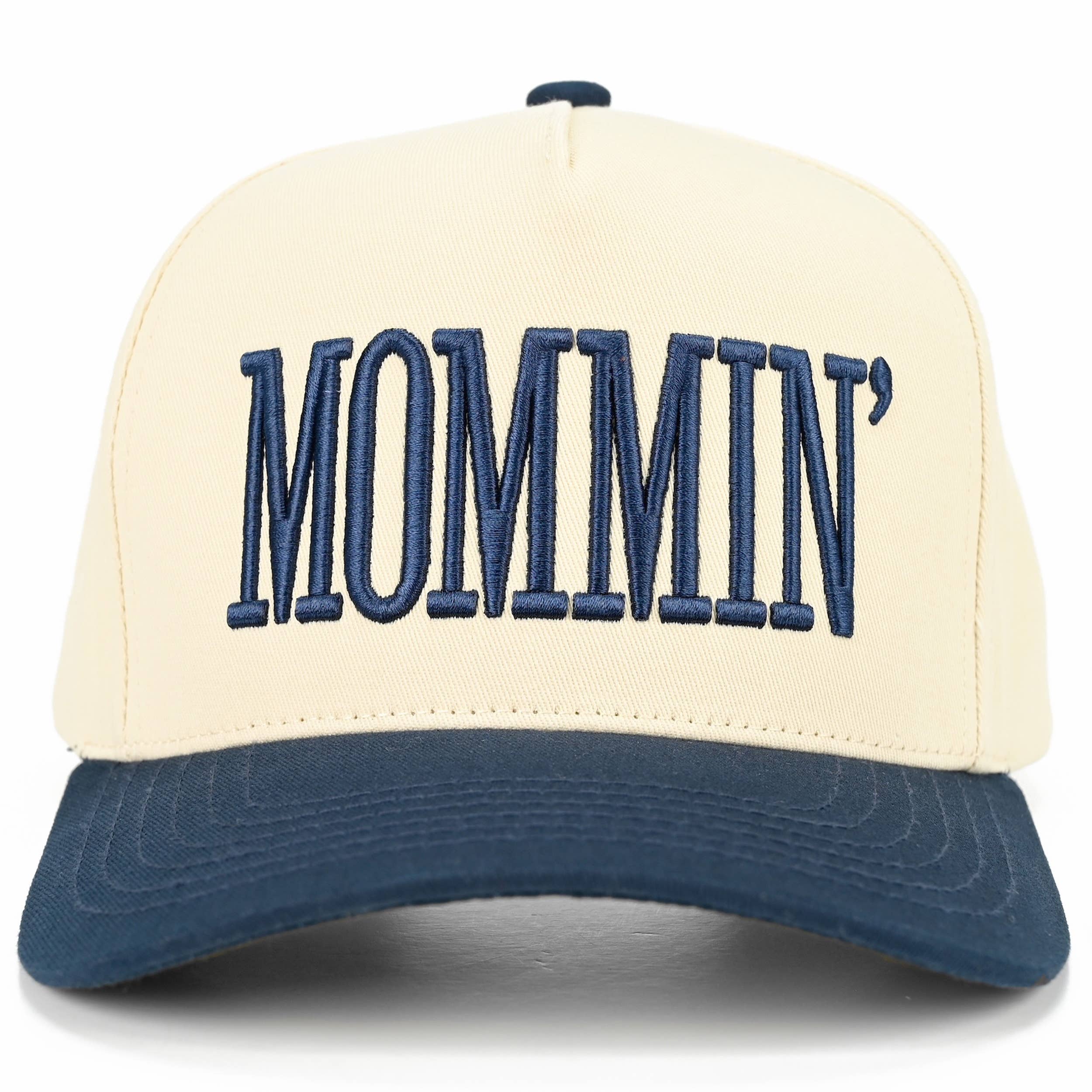 MOMMIN Letter Two Tone Trucker Cap: Navy
