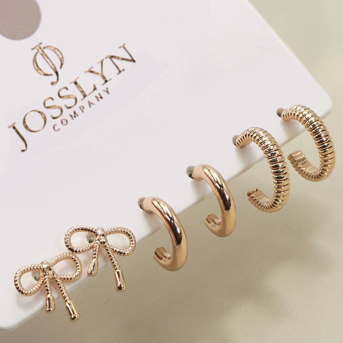 Mini Bow Hoop Trio Anti- Tarnish Earrings